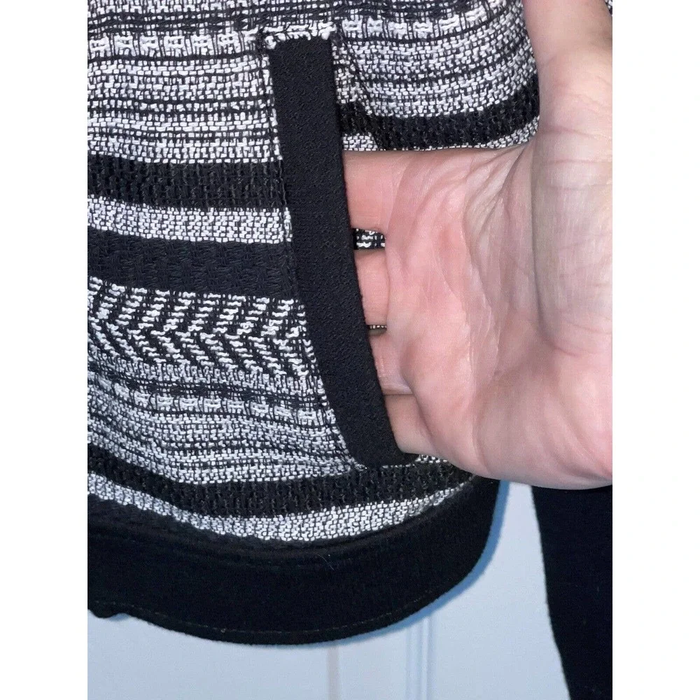 Women’s Lou & Grey Printed Asymmetric Fabric‎ Moto Jacket Size Large Black White